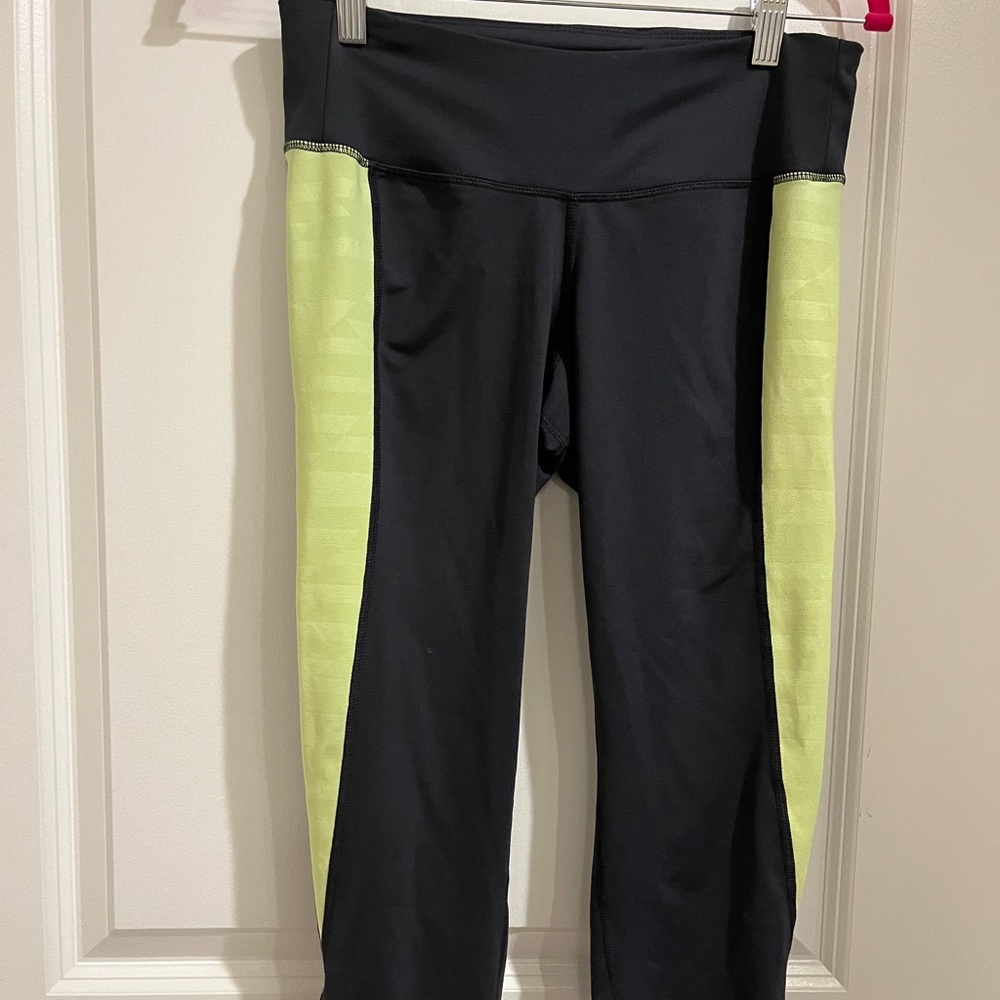 Gray with yellow strip work out leggings